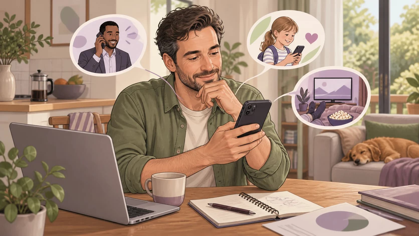 Editorial illustration: How to split phone and broadband bills between personal and business use