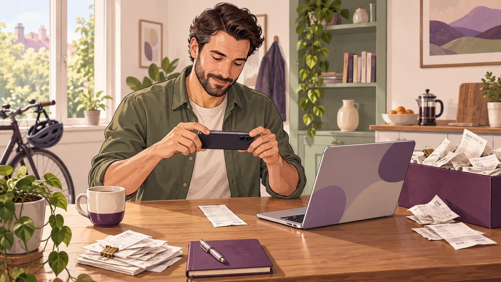 Editorial illustration: Ditching the shoebox: capturing receipts for digital bookkeeping