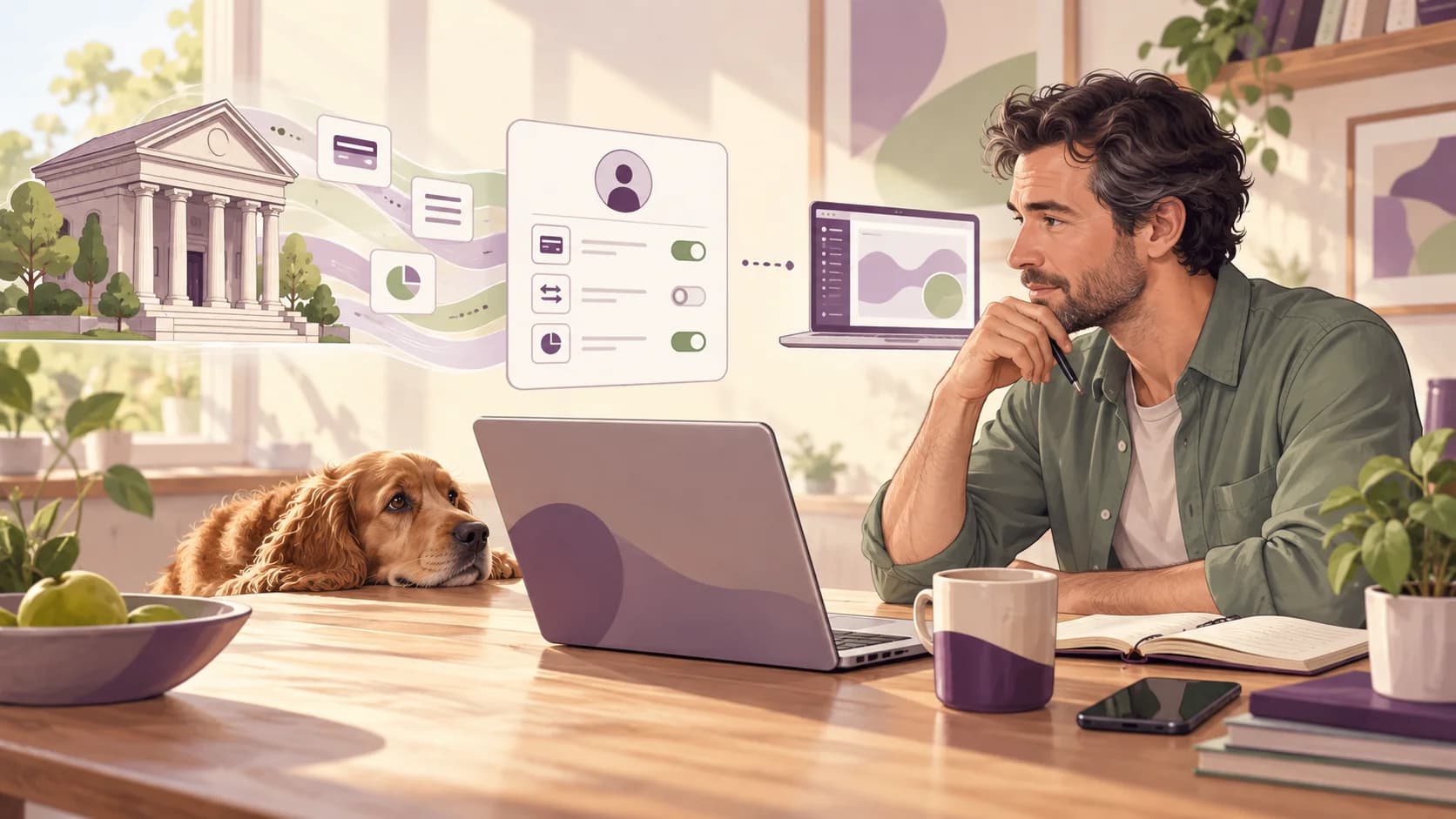 Editorial illustration: Open Banking and screen scraping: understanding how a bank connection works