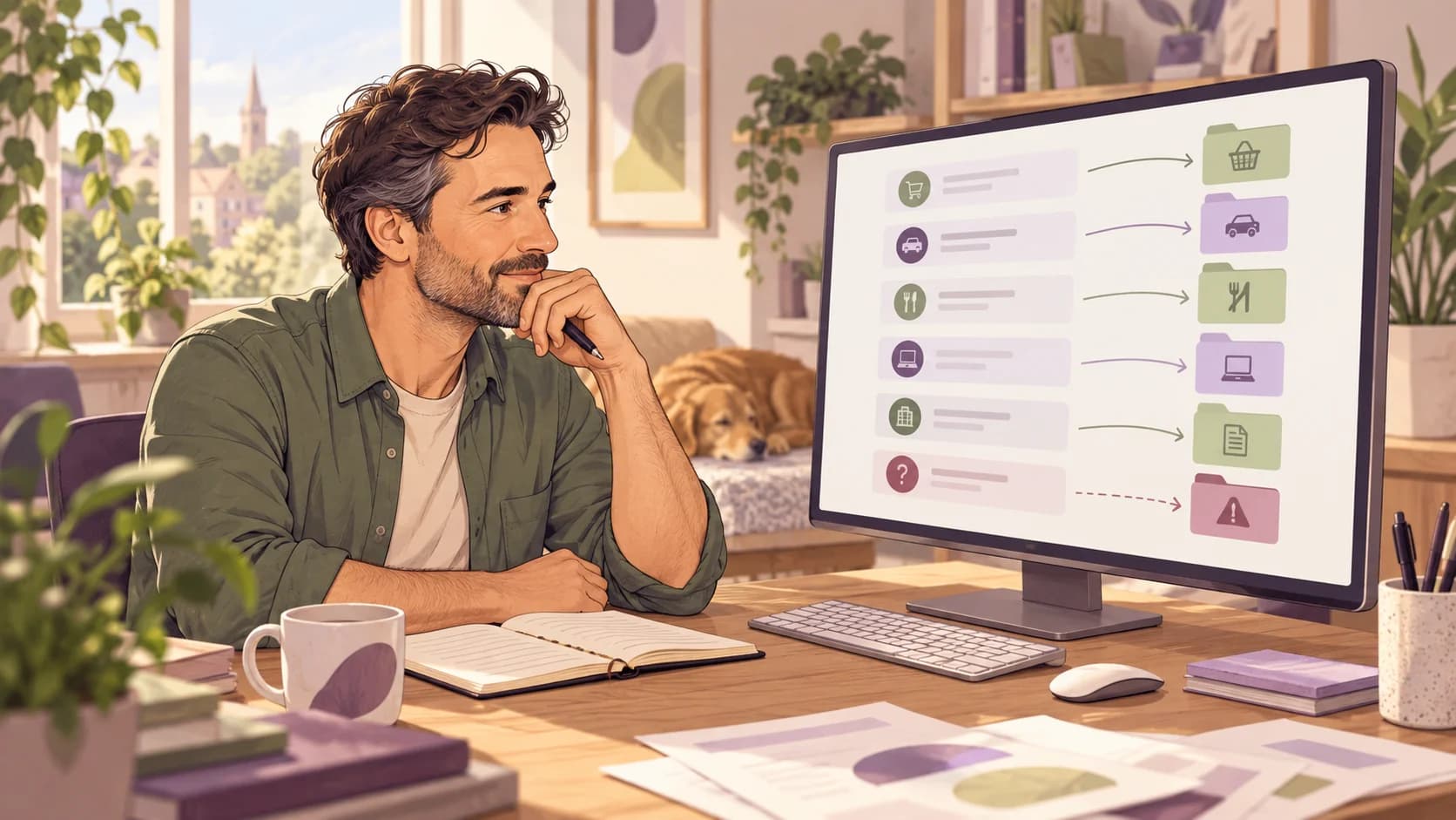 Editorial illustration: Setting up bank categorisation rules for the second MTD update
