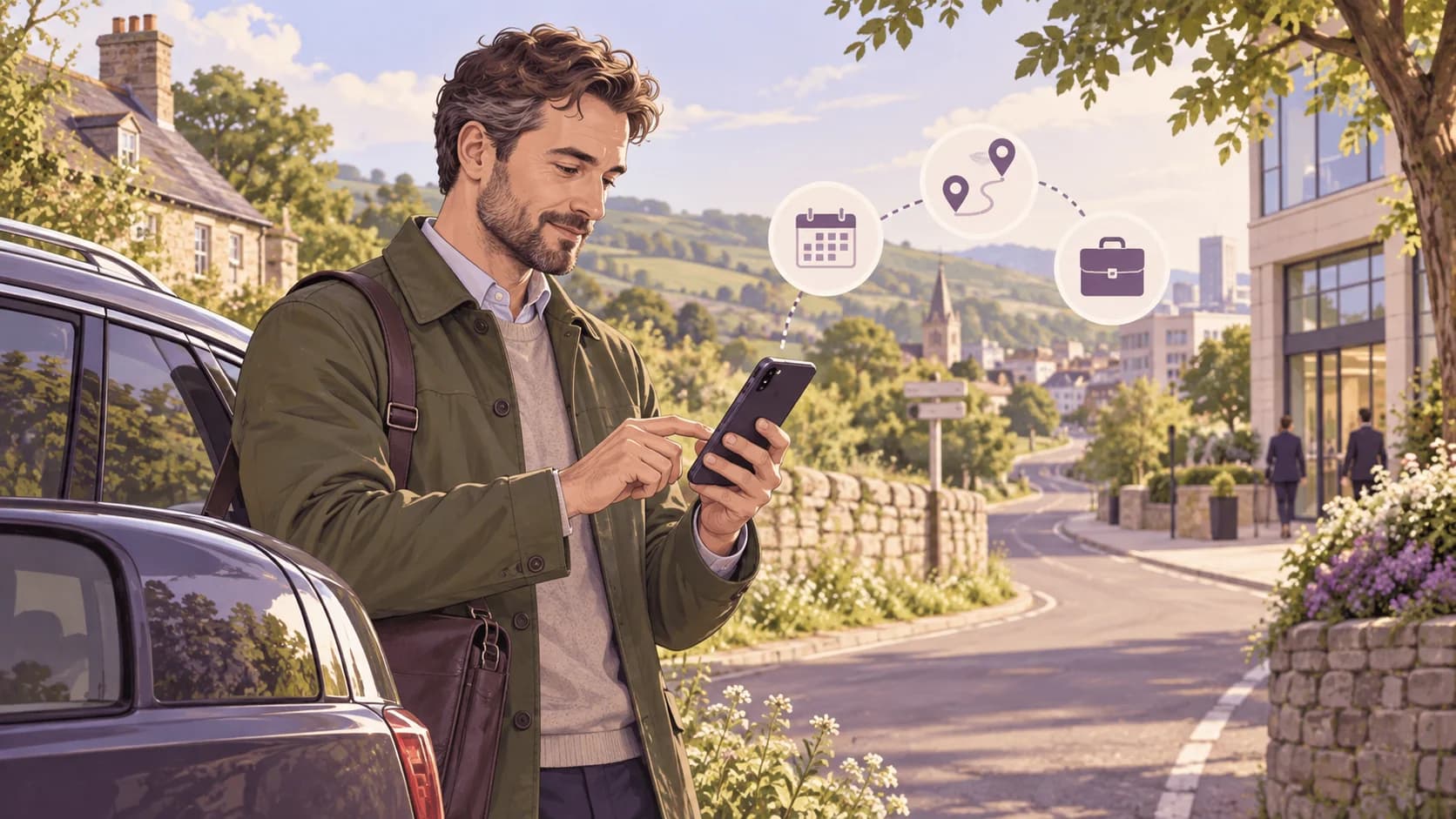Editorial illustration: Keeping mileage records on your phone: simplified expenses and actual vehicle costs