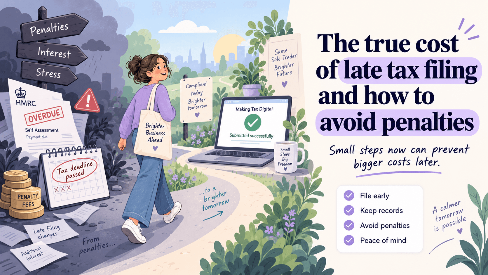 Illustration accompanying “The true cost of late tax filing and how to avoid penalties.”